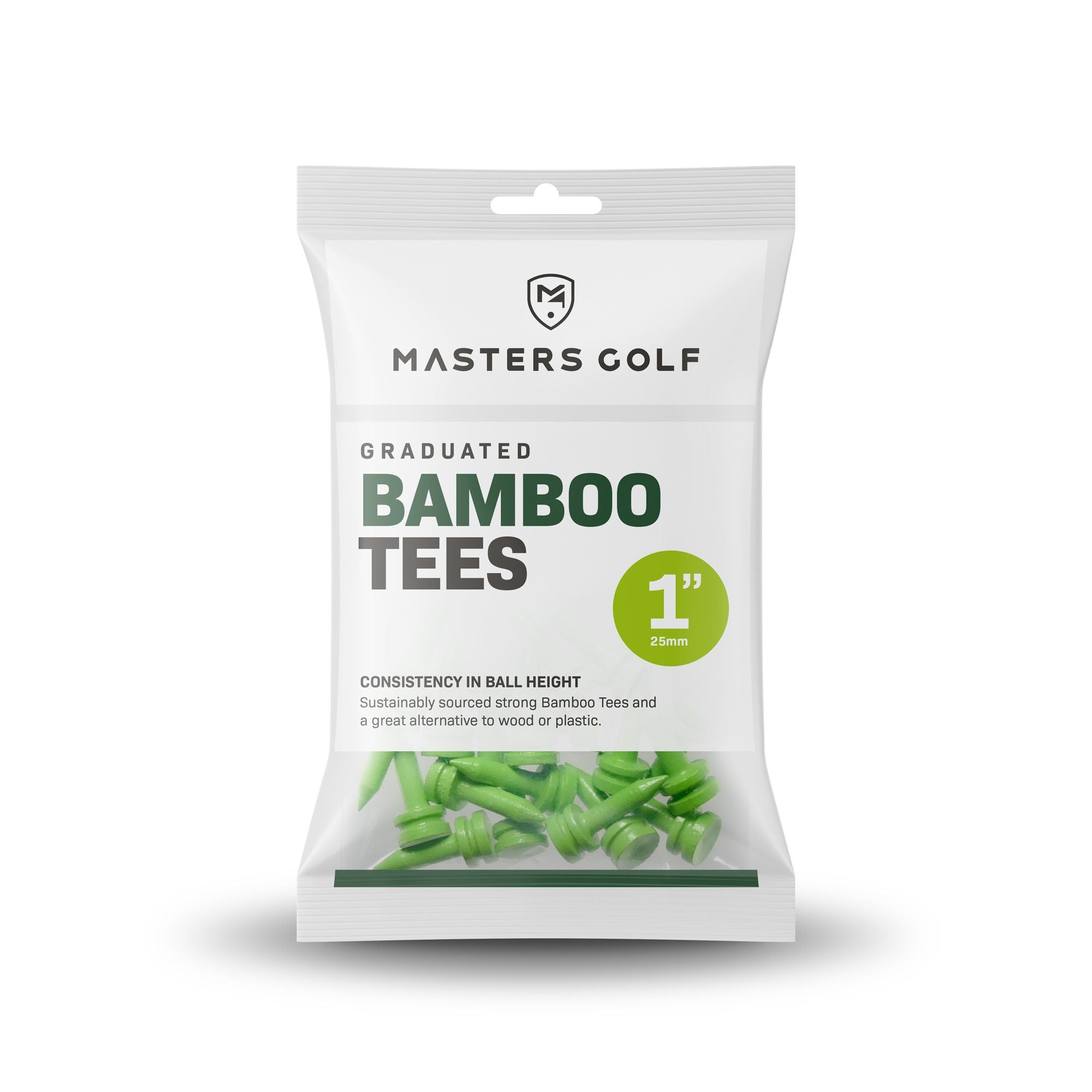 Bamboo Graduated 1 Inch Lime Tees - Pack of 25