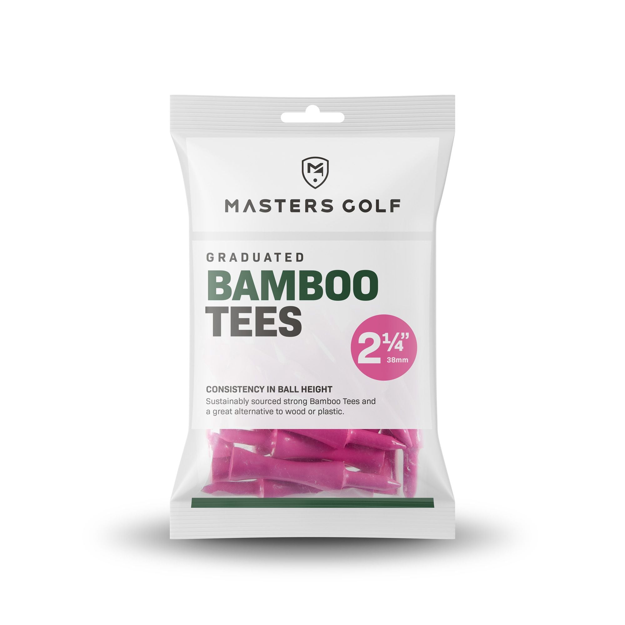 Bamboo Graduated 2 1/4 Inch Pink Tees - Pack of 20